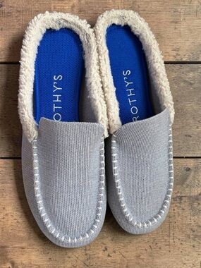 Rothy's The Scuff Slipper Sz 6 Glacier Grey Wool Blend with Sherpa Lining READ